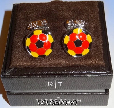 NUEVO Hombre TATEOSSIAN LONDON GEMELOS ESMALTE RODIO CHAPADO BALÓN DE FÚTBOL Foto 1 de 4