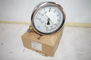 WIKA PRESSURE GAUGE # 213.53-4"   RANGE:  30in.hg / 30PSI   1/4"NPT  OIL FILLED - Picture 1 of 6