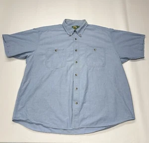 Cabelas Button Down Shirt Mens 2XL Blue Short Sleeve Outdoor Gear Casual - Picture 1 of 24