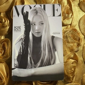 Rose BLACKPINK GLAM Rosé Solo Edition Celeb KPOP Girl Photo Card Vogue B&W - Picture 1 of 2
