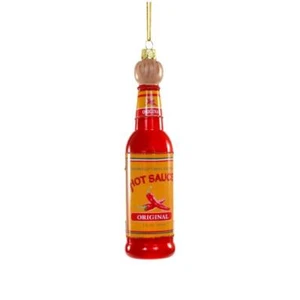 ADORNO SALSA CALIENTE 6" Vidrio Árbol de Navidad Chile Picante Botella Condimento NUEVO - Imagen 1 de 2