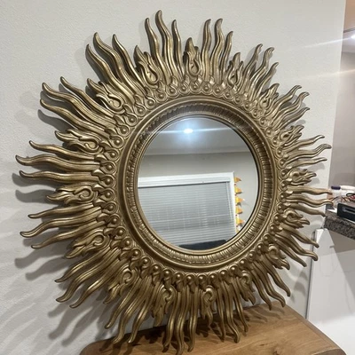 Vintage 70’s Gold Sunburst Mirror 48 inches Mid Century Modern MCM design  - Image 1 of 4