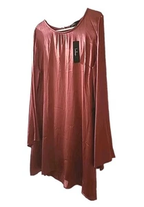 Lulus Women's Silky Dress XL Long Bell Sleeves Cinnamon Rust Color NWT - Picture 1 of 6