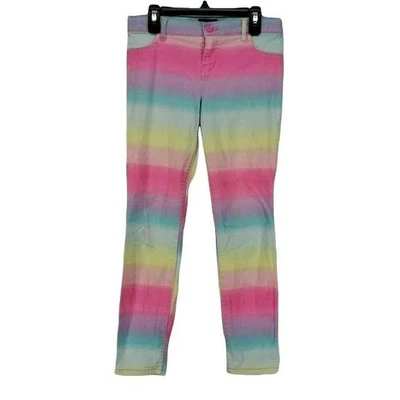 Pantalones de mezclilla ajustados a rayas arco iris para niñas talla 12 cintura ajustable por The Children's Pla Foto 1 de 4