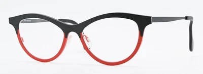 Occhiali THEO BELGIUM Mille+53 Pure Titanium Cat Eye nero opaco rosso art design L - Immagine 1 di 4