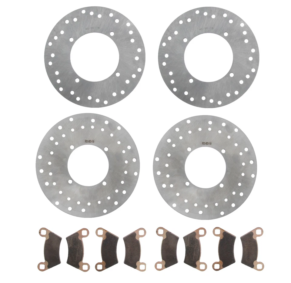 Front & Rear Brake Rotors Discs & MudRat Brake Pads 2004 2005 Polaris Ranger TM - Image 1 of 4
