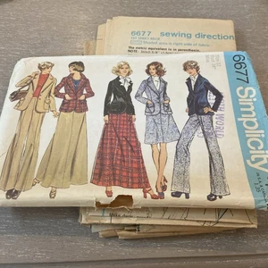 Simplicity 6677 Pattern 12 Skirt Jacket Pant 34” Bust Vintage 70s Bell Bottoms - Picture 1 of 4