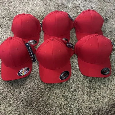 Gorra de béisbol 6 Port Authority talla L/XL roja en blanco Flexfit NUEVA Foto 1 de 4