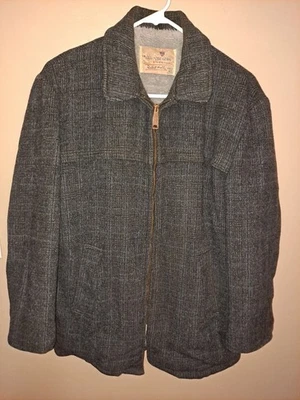 Hipster Vtg 1950s Charcoal Grey Black Wool Quilt Lined Car Coat Mens 40 Sporty  - Image 1 of 4