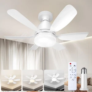 Socket Fan Light Ceiling Fans with Lights and Remote, Dimmable LED 3 Colors 3... - Picture 1 of 7