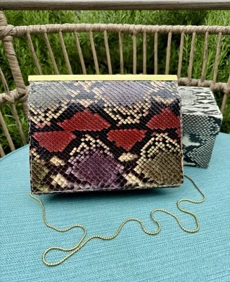 Bolsa de mão Judith Leiber nova com etiquetas pele de cobra vintage - Imagem 1 de 4