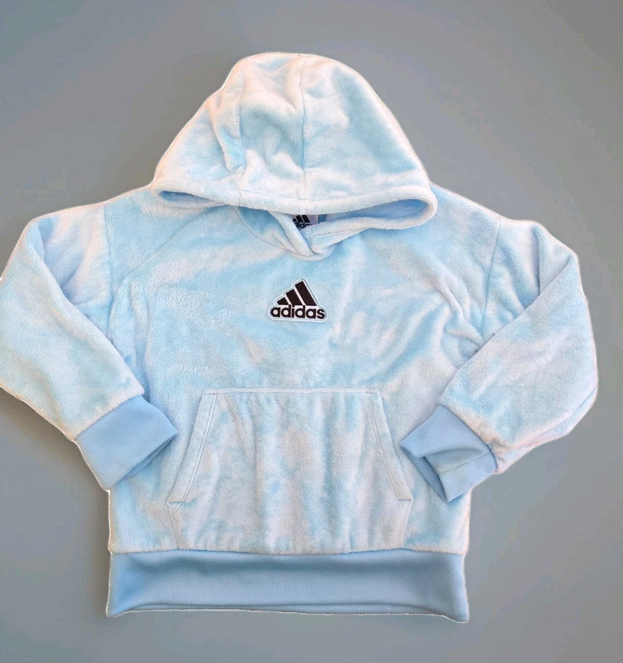 Suéter con Capucha Adidas Azul Suave Polar - Talla: 4T Athleisure Escuela Correr Foto 1 de 3