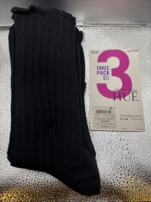Calcetín Pointelle festoneado HUE talla única, negro para mujer (3 pares) Foto 1 de 2
