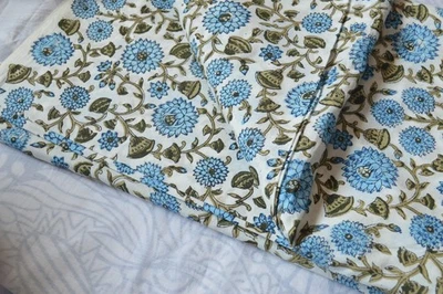 NO TARRIF CHARGES 100%✅ZK_168 Hand Block Floral Print 100%Cotton 4 Yard Fabric - Image 1 of 4
