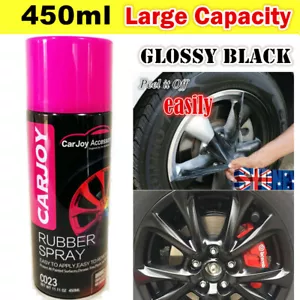450ML CARJOY PREMIUM Metal Car Wheel Rim Rubber Coating Spray Paint GLOSS BLACK - Picture 1 of 9