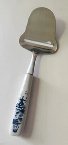 Vintage Elesva Cheese Cutter Slicer Stainless Knife Blue Windmill Ceramic Handle - Picture 1 of 4
