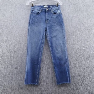 Kensie Women The Allie Hi Rise Slim Straight Jeans 4 Blue Medium Wash Distressed - Picture 1 of 15