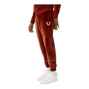 PANTALONES DE CHÁNDAL TRUE RELIGION PARA HOMBRE DE TERCIOPELO BORGOÑA DORADO HERRADURA TALLA 2XL - Imagen 1 de 5