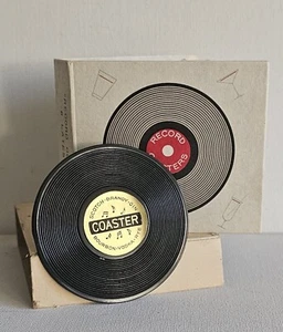 LP Record Album Drink Coasters Set 6 Made in Japan. Boxed Set - Picture 1 of 16
