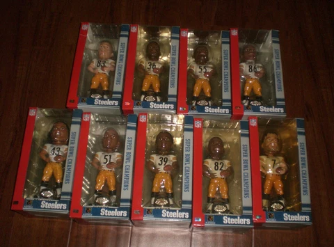 9 STEELERS SUPER BOWL XL RING BOBBLEHEAD POLAMALU BEN WARD BETTIS MILLER FARRIOR Cover