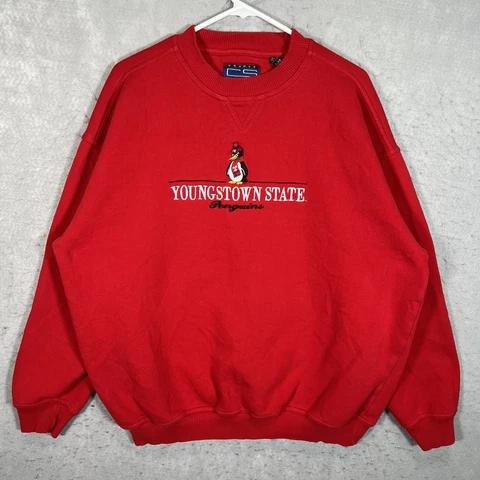 A1 Vintage 90s Youngstown State Penguins Sweatshirt Adult XL Red Pullover Mens Cover