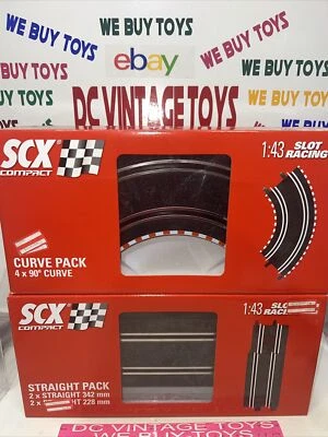 SCX Compacto 90 Grados Curva Paquete de 4 y Recto 1:43 Ranura Pista de Carreras - NUEVO Lote Foto 1 de 4