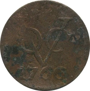 1766 UTRECHT VOC DUIT NETHERLANDS INDIES NEW YORK COLONIAL PENNY #VOC1072.8U - Picture 1 of 3