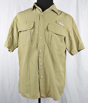 Camisa de pesca Bass marrón tostado manga corta ventilada algodón/poliéster M Foto 1 de 2