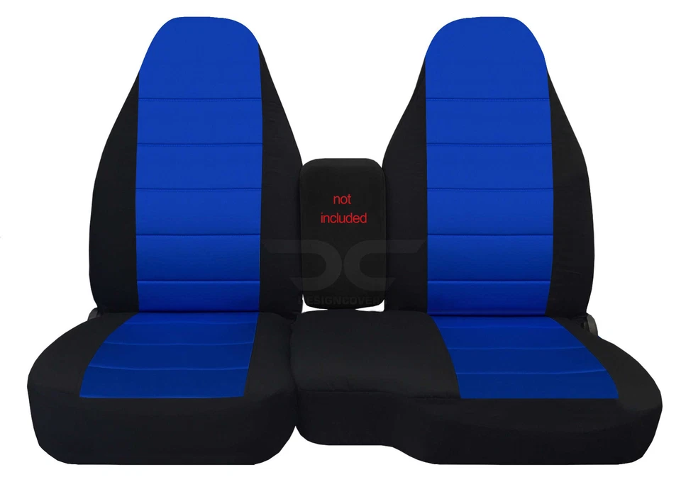 Truck seat covers cotton blk-blue center fits 1991-1997 FORD RANGER 60/40 hiback - Image 1 of 4