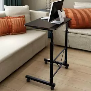 Height Adjustable Rolling Laptop Desk Over Sofa Bed Notebook Table Stand Black - Picture 1 of 5