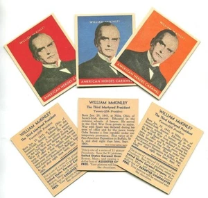 Presidents U.S. Caramel Co. (R114) McKinley Card Reprint set of 3 + ERROR - Picture 1 of 2