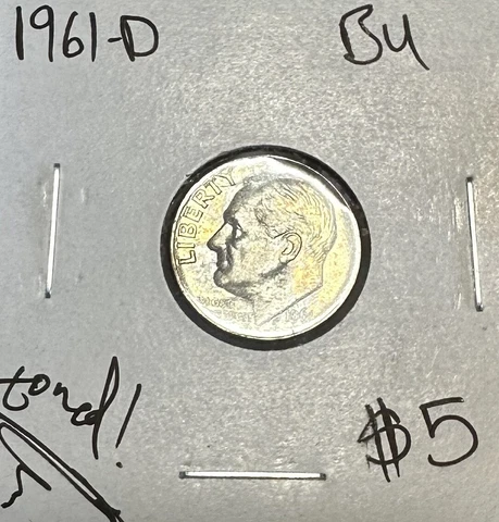 1961 D Roosevelt Dime BU ~*Toned*~ Cover