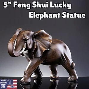 Estatuilla escultura estatua de elefante de la suerte de 5" Feng Shui para oficina decoración del hogar regalo - Imagen 1 de 9