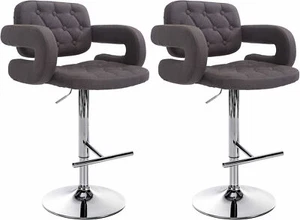 2er Set Barhocker Dublin Stoff Mit Lehne Höhenverstellbar Drehbar Barstuhl - Bild 1 von 15