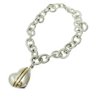 Vintage 1994 Tiffany & Co 18k Gold Silver Heart Arrow Pendant Bead Necklace Auth - Picture 1 of 8