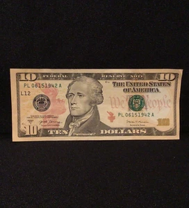 TRUE BIRTHDAY BILL SERIAL NUMBER $10 DOLLAR NOTE 06151942 June 15th 1942 (2017A) - Picture 1 of 5