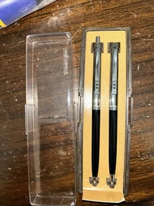 NOS Paper Mate Pen Mechanical Pencil Set Vintage Double Heart Black & Silver - Picture 1 of 12