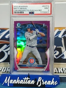 2023 Bowman Cromo Matt Mervis 1er Fuschia Refractor 48/199 Chicago Cubs POP 4 - Imagen 1 de 3