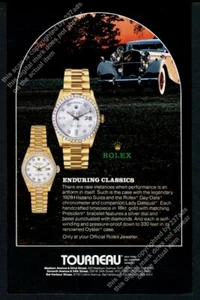 Rolex Day Date 1986 oro diamante reloj Hispano Suiza coche foto vintage impresión anuncio - Imagen 1 de 7