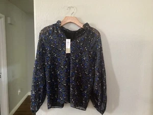 Banana Republic Size PS Black Top with Multicolor Flower Pattern (New with Tags) - Picture 1 of 4