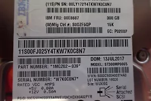 00E8687 IBM 300GB 15K 12Gbs SAS 4Kn 2.5'' E870 Hard Drive HDD 00LY172 - Picture 1 of 5