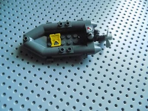 Lego Small 30086 Raft Boat Zodiac with outboard Motor and life jacket gray - Picture 1 of 4