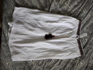 M&S Per Una White Cotton Folk Style Tasseled Midi Skirt - Picture 1 of 5