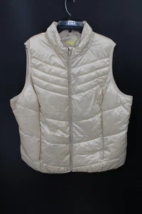 Xersion Packable Puffer Vest Women Sz 3X Metallic Gold Full Zip Pockets - Picture 1 of 6