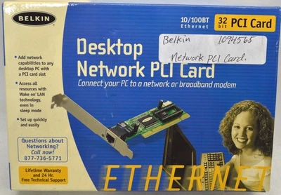 Belkin Desktop Network PCI Card 32 Bit 10/100BT Ethernet *New Unused* - Image 1 of 4