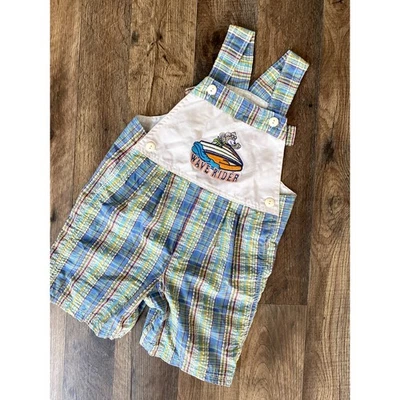 Винтажный вышитый клетчатый комбинезон для мальчиков 3T Wave Rider - Изображение 1 из 4