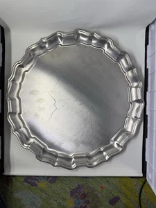 Vintage Chippendale Style Reed & Barton Pewter ATC 12” Round Bar Tray - Picture 1 of 3