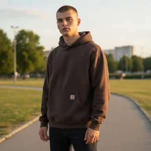 Carhartt Hoodie Tan Men's Large Pouch Pocket - Picture 1 of 7