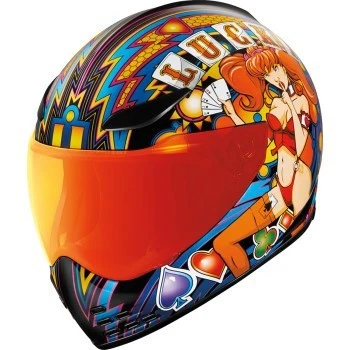 Casco Icon Domain Cara Completa - Tapa de la Suerte 4 Rojo - Adulto Talla 3XL Foto 1 de 4