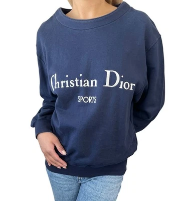 Sudadera deportiva Christian Dior vintage con logotipo #L azul oscuro plata algodón Foto 1 de 4